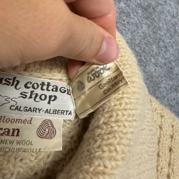 Irish Cottage Shop Cream Wool Cardigan Handloomed Aran Zip Up 100% Wool - Picture 4 of 12